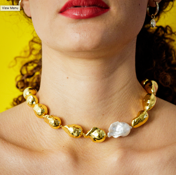 Ginkgo Gold Nugget Necklace