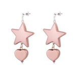 Star-Heart Blush Drop Earrings