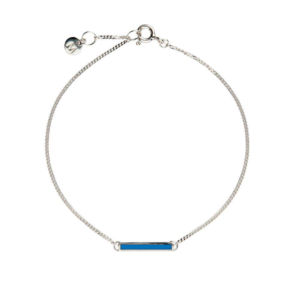 Blue Little Bar of Strength - Wrist (Sterling Silver) - melissacurry
