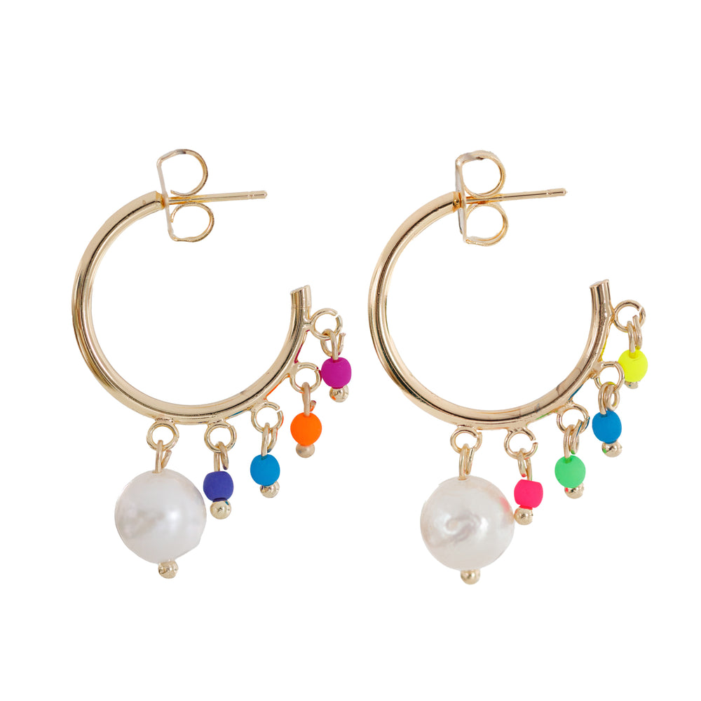 Pearl & Zing Fringe Gold Hoops