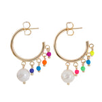 Pearl & Zing Fringe Gold Hoops